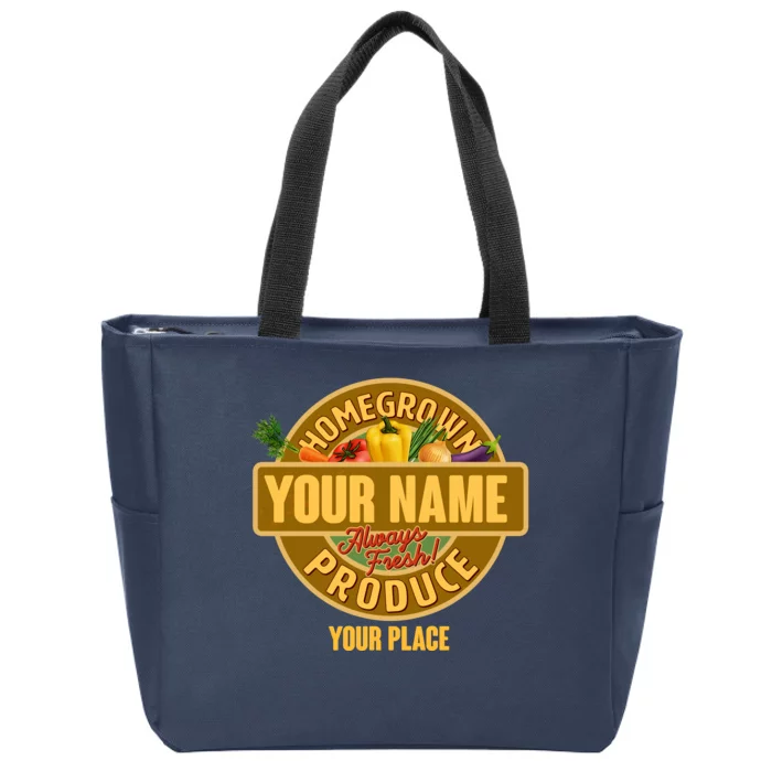 Personalize Home Homegrown Produce Custom Farmer Zip Tote Bag