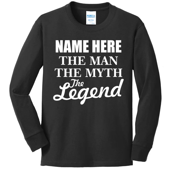 Personalize Name The Man Myth Legend Custom Kids Long Sleeve Shirt