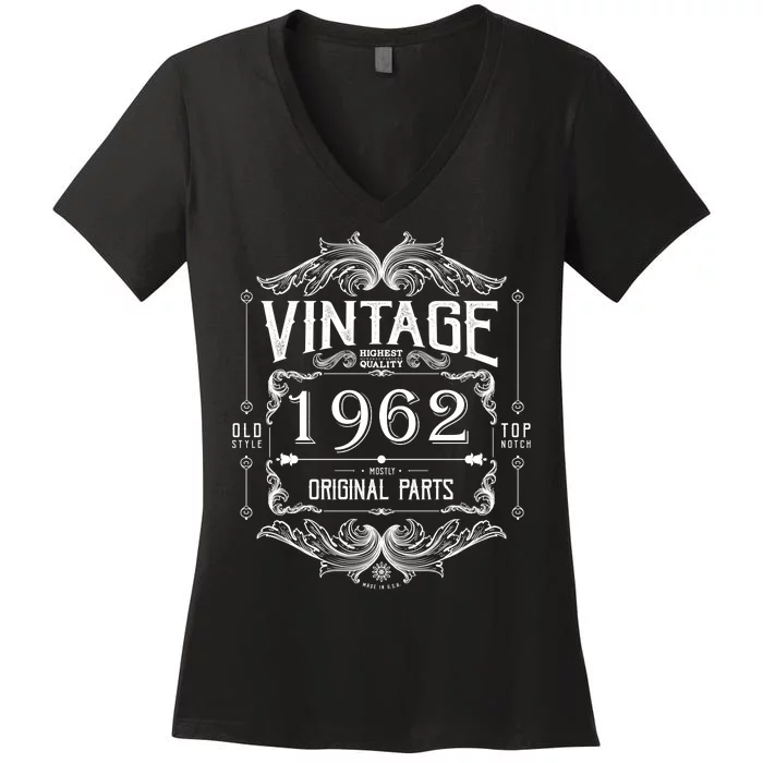 Personalize Vintage Birthday Custom Year Original Parts Women's V-Neck T-Shirt