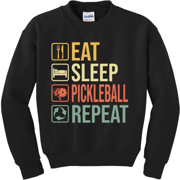 Pickleball Eat Sleep Repeat Kids Sweatshirt