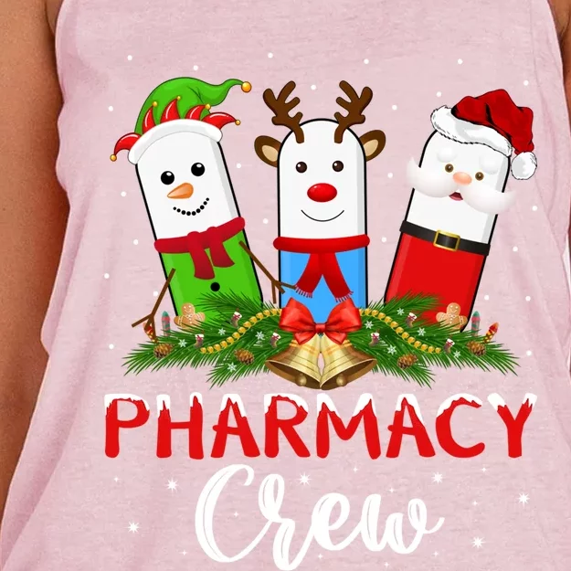 Pharmacist Elf Santa Pills Pharmacy Crew Christmas Gift Women's Knotted Racerback Tank