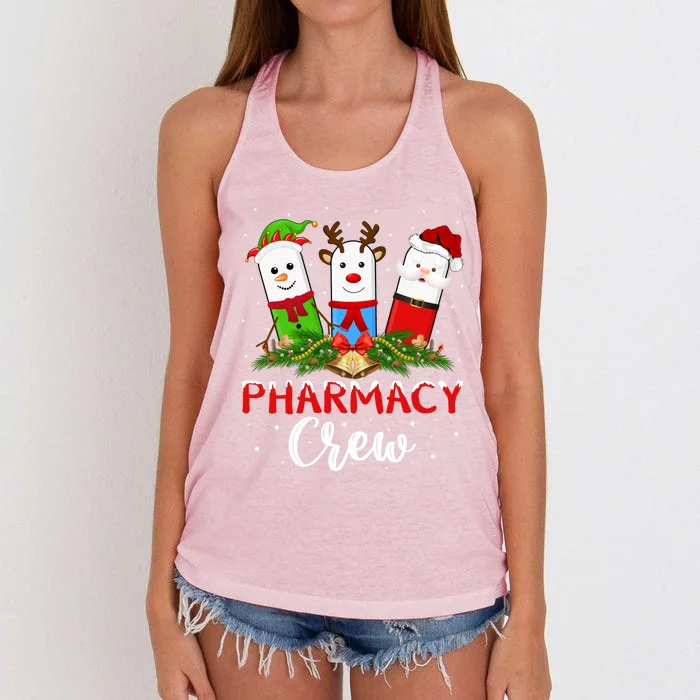 Pharmacist Elf Santa Pills Pharmacy Crew Christmas Gift Women's Knotted Racerback Tank