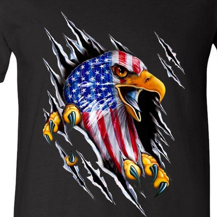 Patriotic Eagle Shirt 4th Of July USA American Flag V-Neck T-Shirt