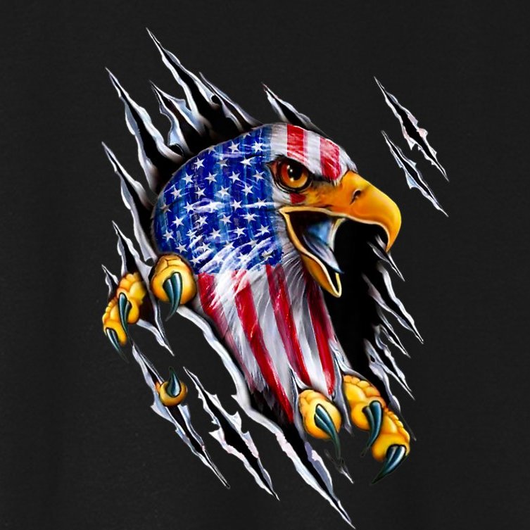 Patriotic Eagle Shirt 4th Of July USA American Flag Women's Crop Top Tee