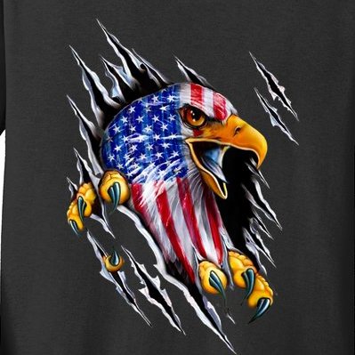 Patriotic Eagle Shirt 4th Of July USA American Flag Kids Long Sleeve Shirt