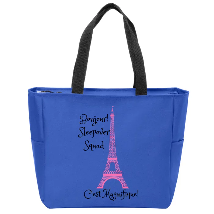 Paris Eiffel Sleepover Slumber Party Squad Gift Zip Tote Bag