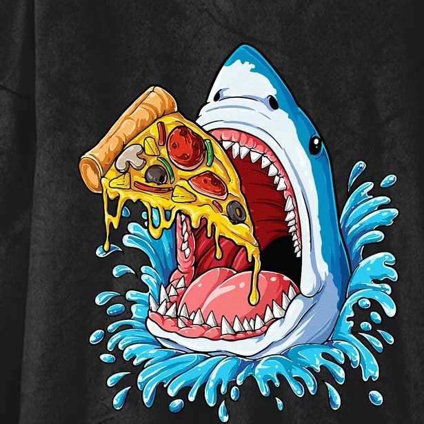 Pizza Eating Shark Food Lovers Jawsome Hooded Wearable Blanket