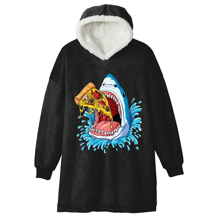 Pizza Eating Shark Food Lovers Jawsome Hooded Wearable Blanket