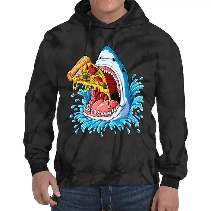 Pizza Eating Shark Food Lovers Jawsome Tie Dye Hoodie