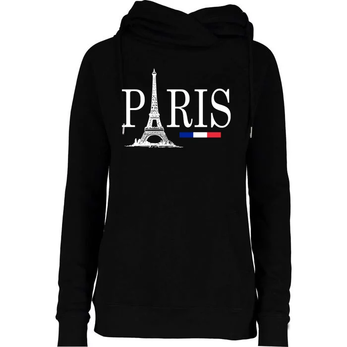 Paris Eiffel Tower Logo Womens Funnel Neck Pullover Hood