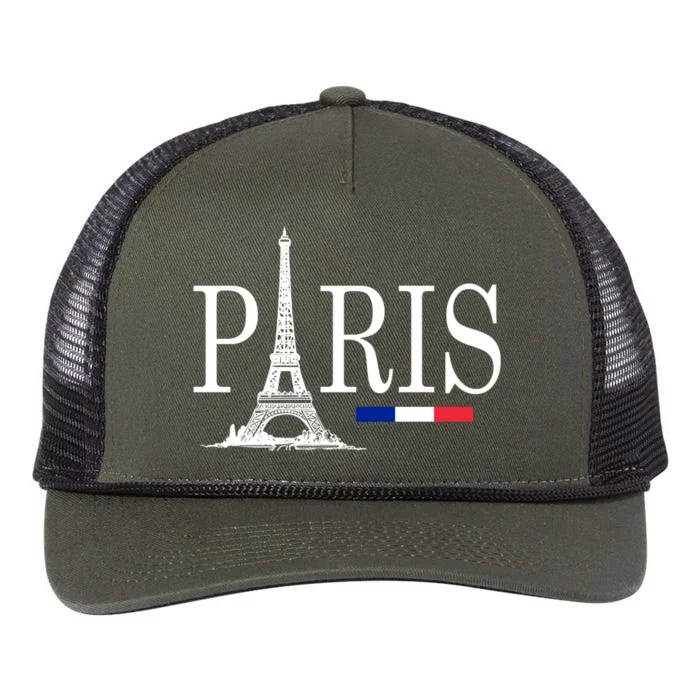 Paris Eiffel Tower Logo Retro Rope Trucker Hat Cap