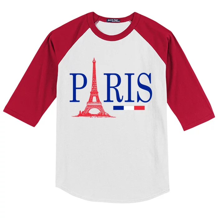 Paris Eiffel Tower Logo Kids Colorblock Raglan Jersey