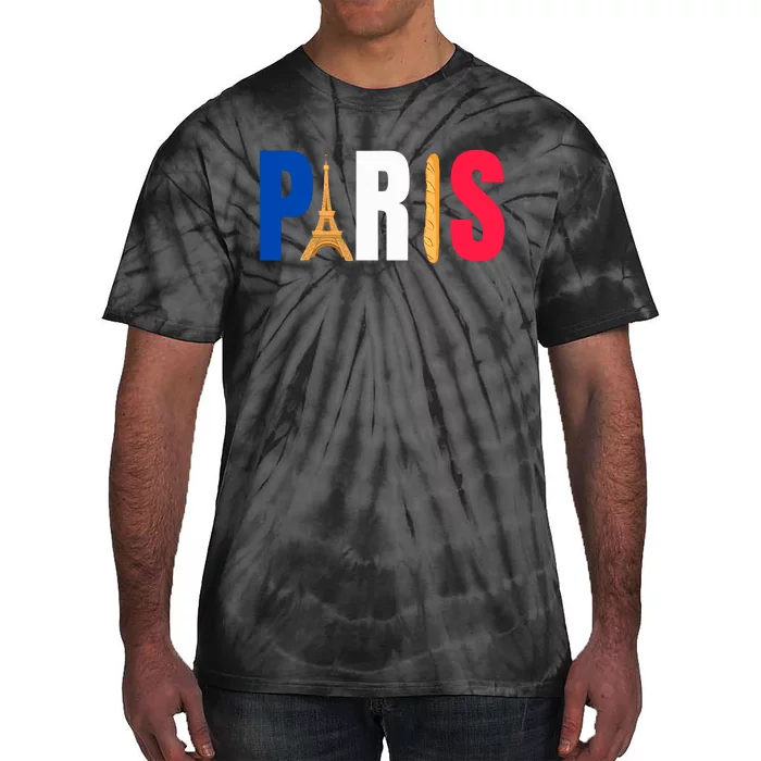 Paris Eiffel Tower Baguette French Flag Design Tie-Dye T-Shirt