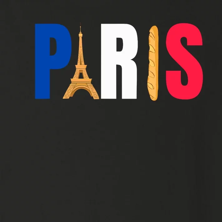 Paris Eiffel Tower Baguette French Flag Design Toddler Long Sleeve Shirt