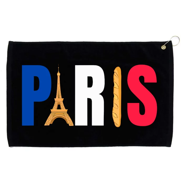 Paris Eiffel Tower Baguette French Flag Design Grommeted Golf Towel