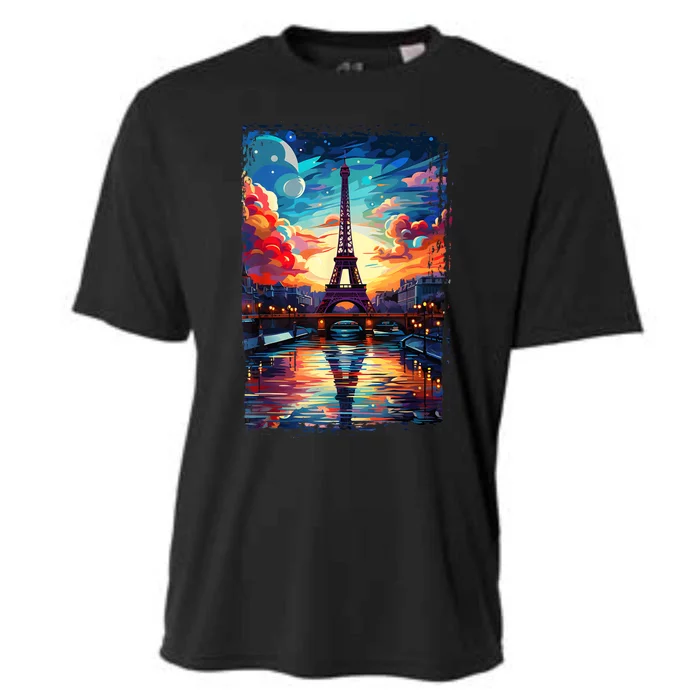 Paris Eiffel Tower I Love Paris Souvenir France Cooling Performance Crew T-Shirt