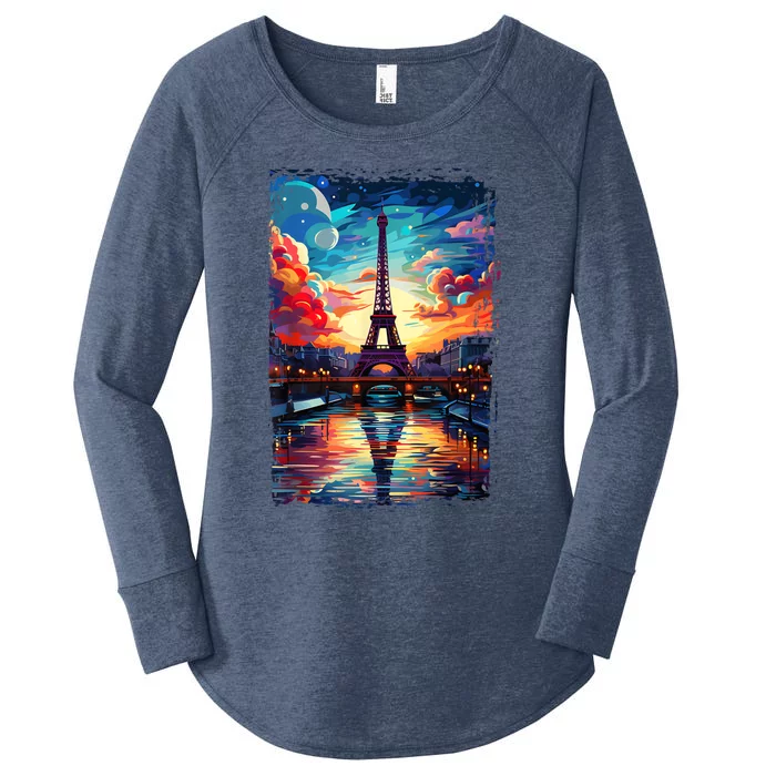 Paris Eiffel Tower I Love Paris Souvenir France Women's Perfect Tri Tunic Long Sleeve Shirt