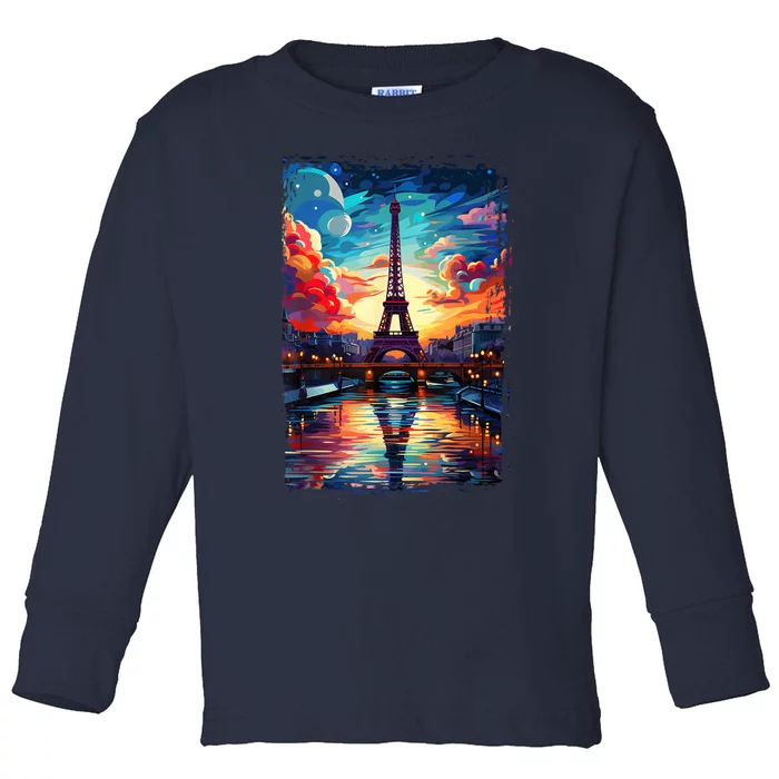 Paris Eiffel Tower I Love Paris Souvenir France Toddler Long Sleeve Shirt