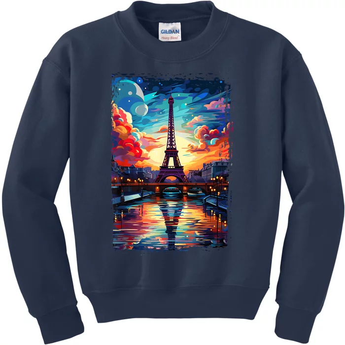 Paris Eiffel Tower I Love Paris Souvenir France Kids Sweatshirt