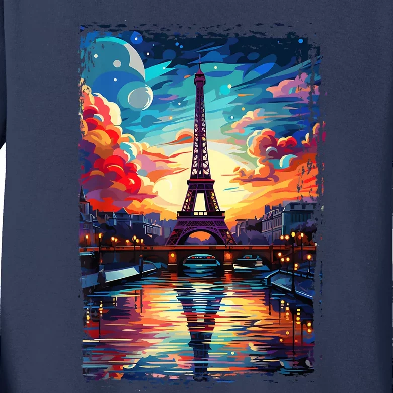 Paris Eiffel Tower I Love Paris Souvenir France Kids Long Sleeve Shirt