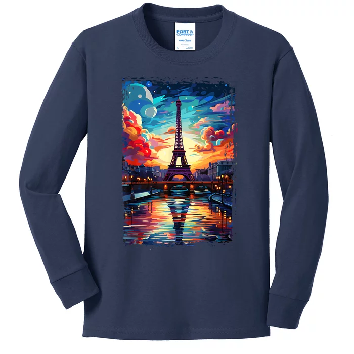 Paris Eiffel Tower I Love Paris Souvenir France Kids Long Sleeve Shirt