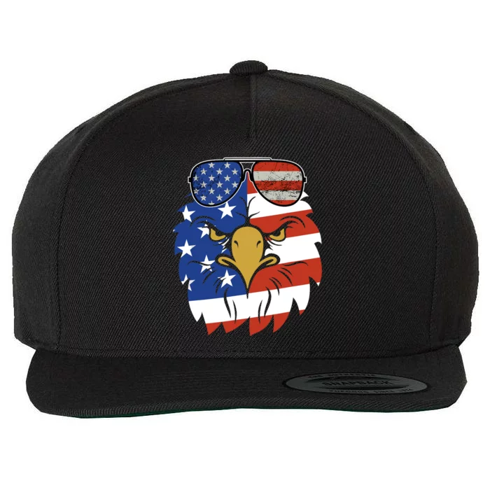 Patriotic Eagle Tee - 4th of July Sunglass USA American Flag Wool Snapback Cap