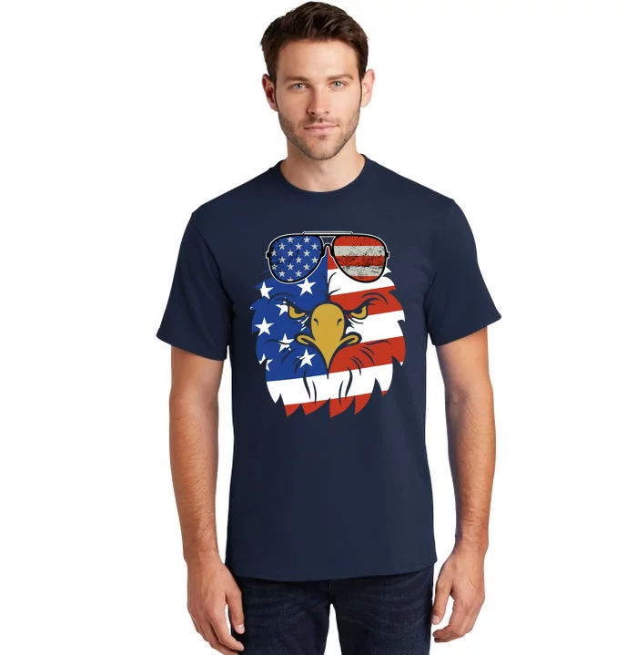 Patriotic Eagle Tee - 4th of July Sunglass USA American Flag Tall T-Shirt