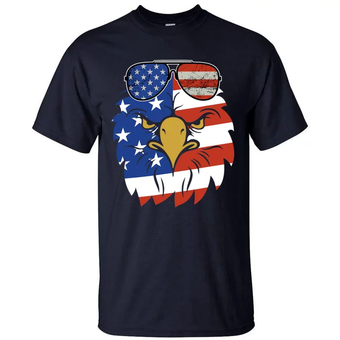 Patriotic Eagle Tee - 4th of July Sunglass USA American Flag Tall T-Shirt