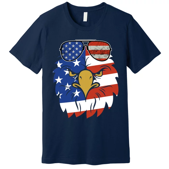 Patriotic Eagle Tee - 4th of July Sunglass USA American Flag Premium T-Shirt