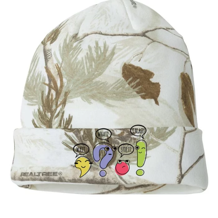 Punctuation English Teacher Gift Wait What Stop It Kati - 12in Camo Beanie