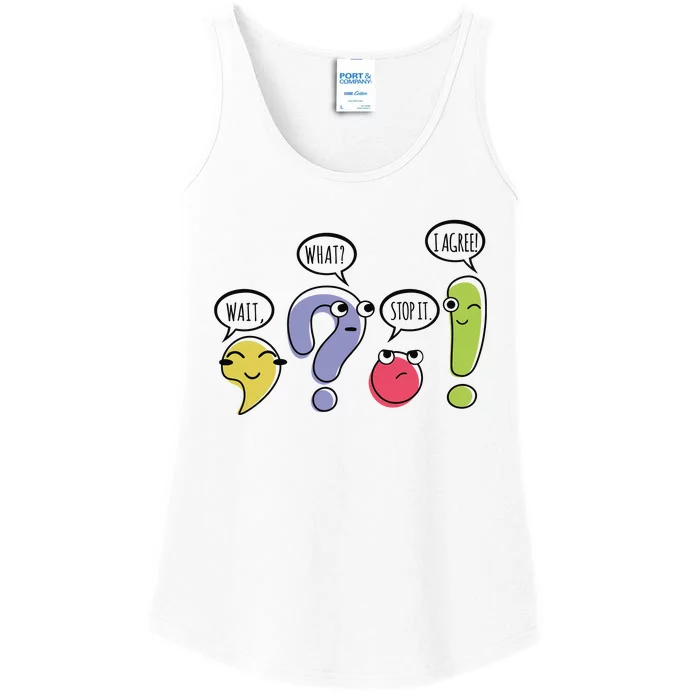 Punctuation English Teacher Gift Wait What Stop It Ladies Essential Tank