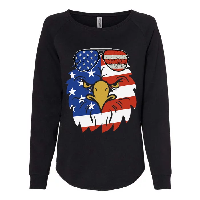 Patriotic Eagle Tee 4th of July Sunglass USA American Flag Womens California Wash Sweatshirt