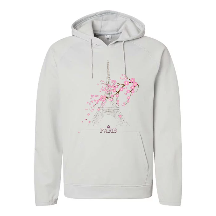 Paris Eiffel Tower The Sign Of Love France Parisian Home Performance Fleece Hoodie