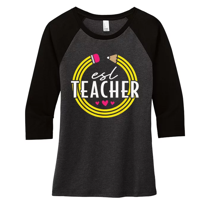 Proud ESL Teacher English as a Second Language Women's Tri-Blend 3/4-Sleeve Raglan Shirt