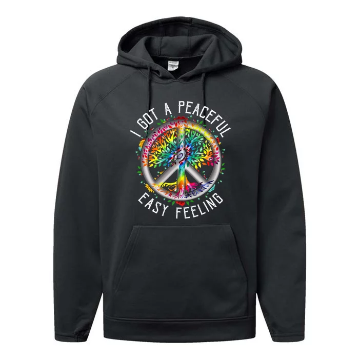 Peaceful EasyFeeling Tie Dye Hippie 1960s Vibes Performance Fleece Hoodie