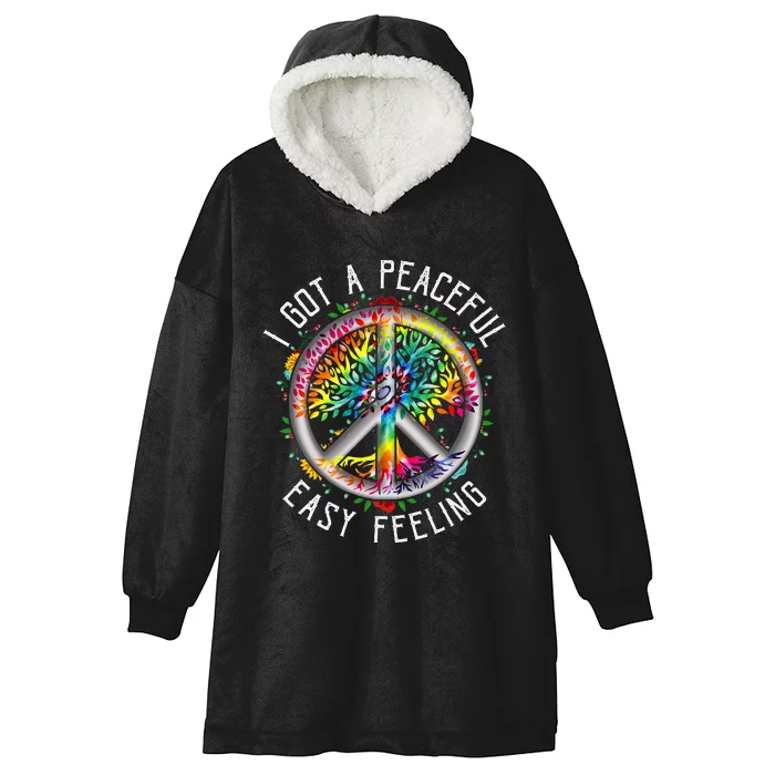 Peaceful EasyFeeling Tie Dye Hippie 1960s Vibes Hooded Wearable Blanket