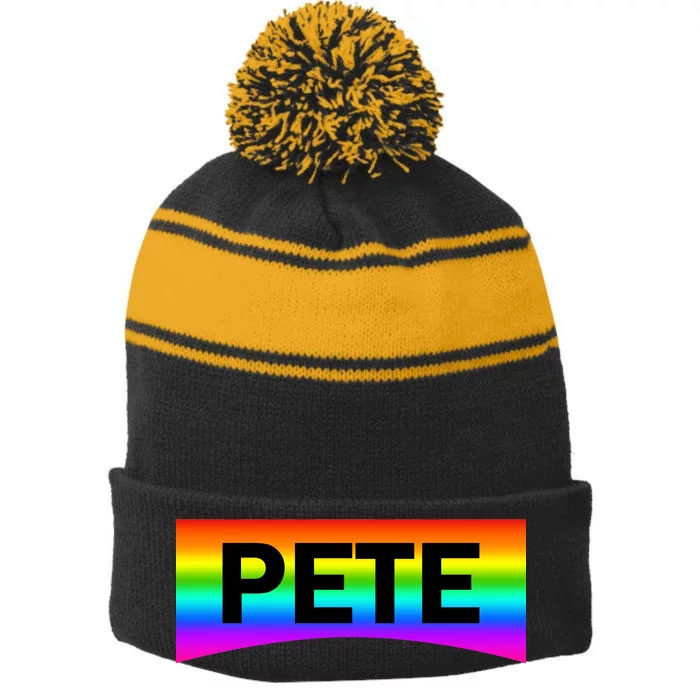 Pete Buttigieg LGBT Rainbow Stripe Pom Pom Beanie