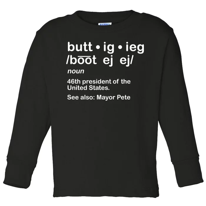 Pete Buttigieg Pronunciation Definition Toddler Long Sleeve Shirt