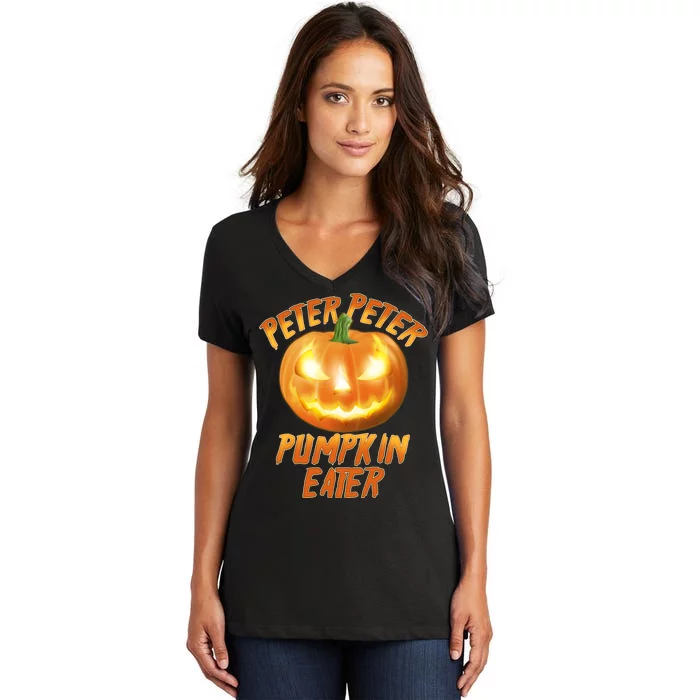 Peter Peter Pumpkin Eater Jack-o-lantern Women's V-Neck T-Shirt