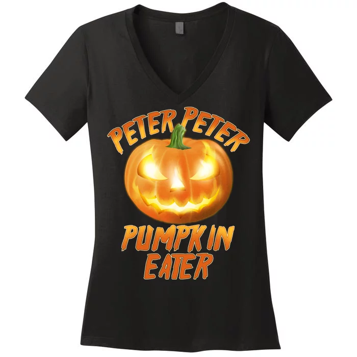 Peter Peter Pumpkin Eater Jack-o-lantern Women's V-Neck T-Shirt