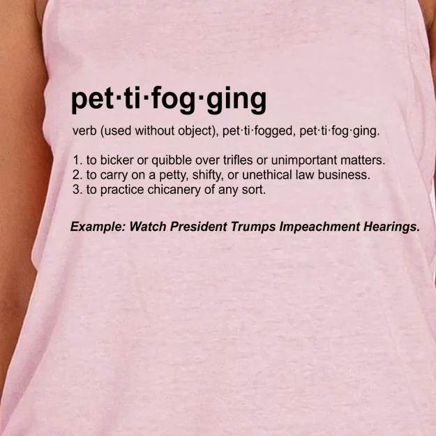 Pettifogging Impeachment Hearings Women's Knotted Racerback Tank