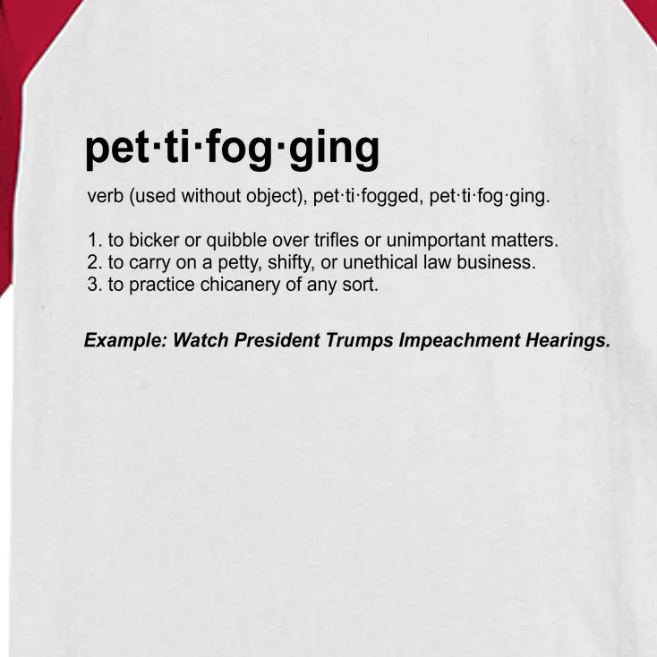 Pettifogging Impeachment Hearings Kids Colorblock Raglan Jersey