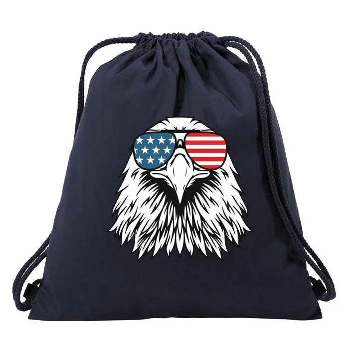 Patriotic Eagle USA Flag 4th Of July Drawstring Bag