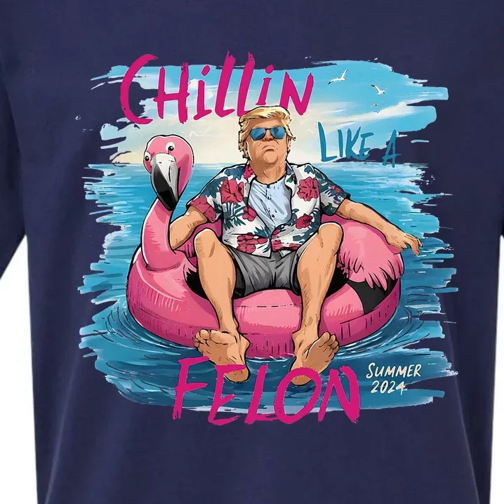 Chillin Like A Felon Funny Trump For President Summer 2024 Sueded Cloud Jersey T-Shirt