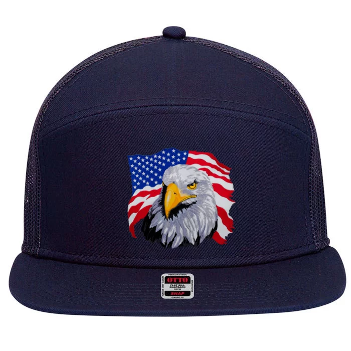 Patriotic Eagle USA American Flag 7 Panel Mesh Trucker Snapback Hat