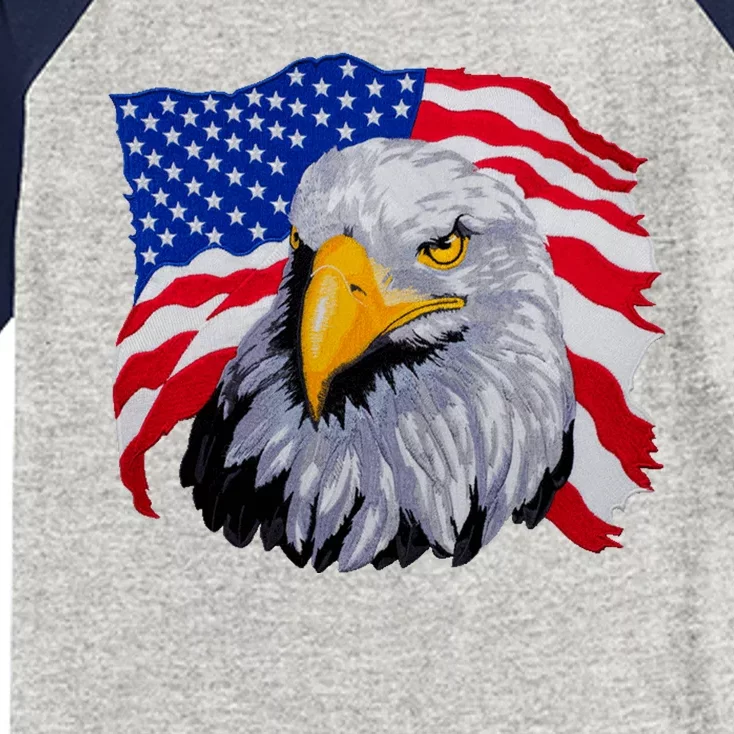 Patriotic Eagle USA American Flag Kids Colorblock Raglan Jersey