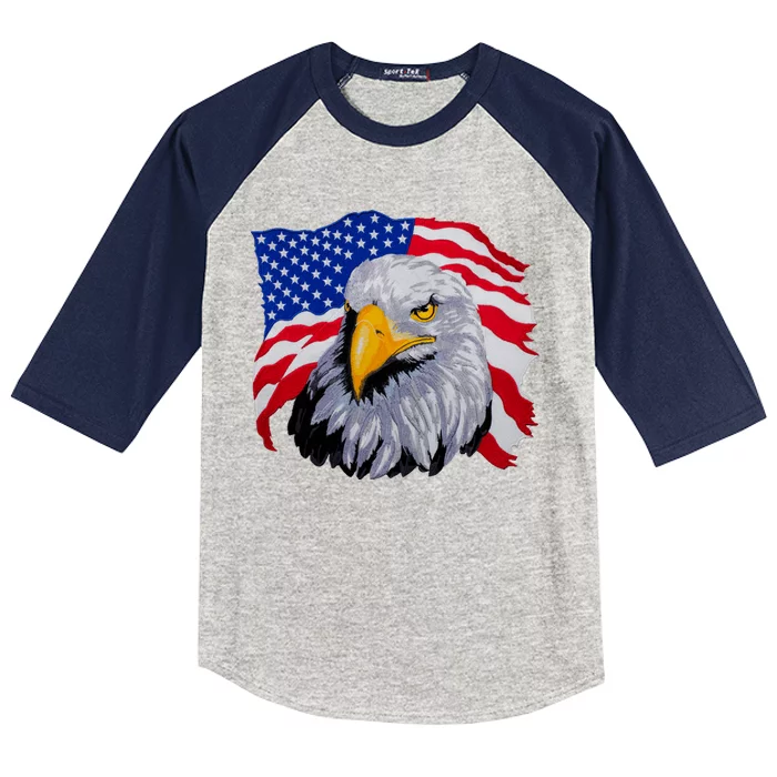 Patriotic Eagle USA American Flag Kids Colorblock Raglan Jersey