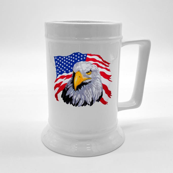 Patriotic Eagle USA American Flag Front & Back Beer Stein