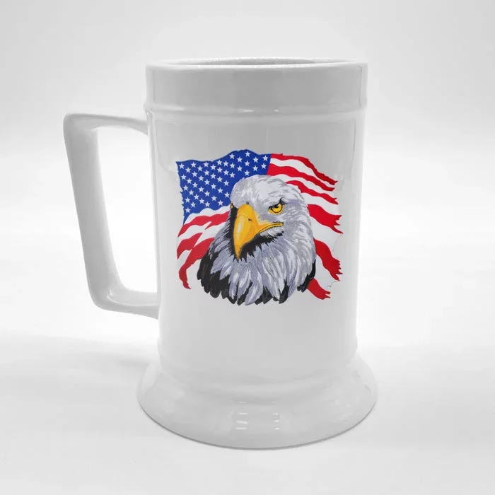 Patriotic Eagle USA American Flag Front & Back Beer Stein