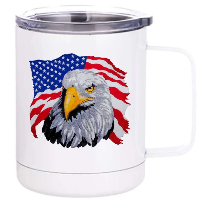 Patriotic Eagle USA American Flag Front & Back 12oz Stainless Steel Tumbler Cup